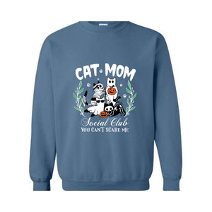 Halloween Cat Mom Sweatshirt, Cat Mom Social Club Sweater, Spooky Season, Cat Mom Sweatshirt, Spooky Cat Sweater