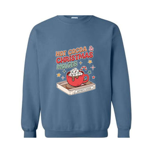 Hot Cocoa & Christmas Movies Sweatshirt, Christmas Sweatshirt, Retro Christmas Sweatshirt, Christmas Couple Sweatshirt