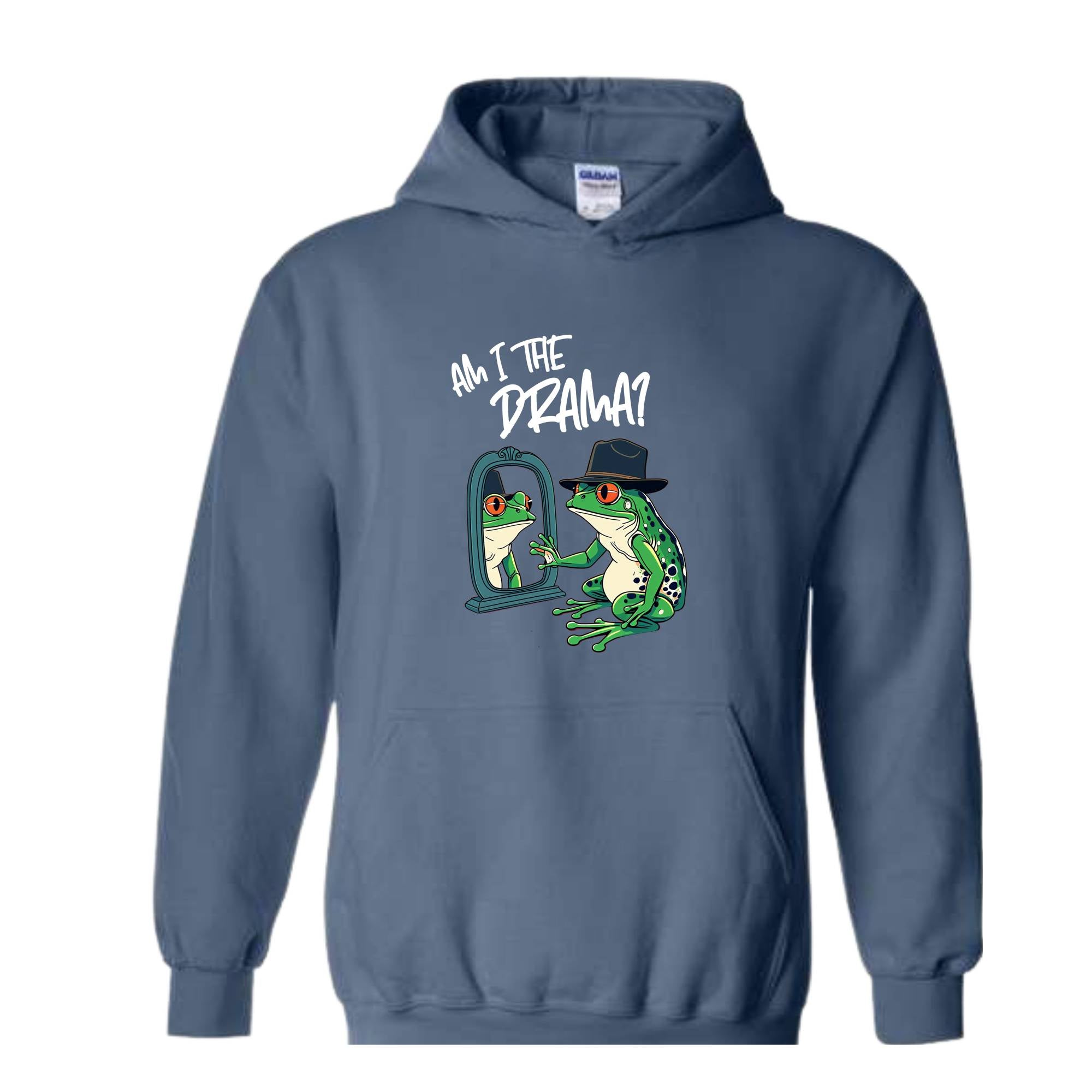 Am I The Drama Hoodie, Funny Frog Sweatshirt, Frog Hoodie, Retro Sassy Sweatshirt, Mental Health Hoodie, Funny Frog Lover Sweater