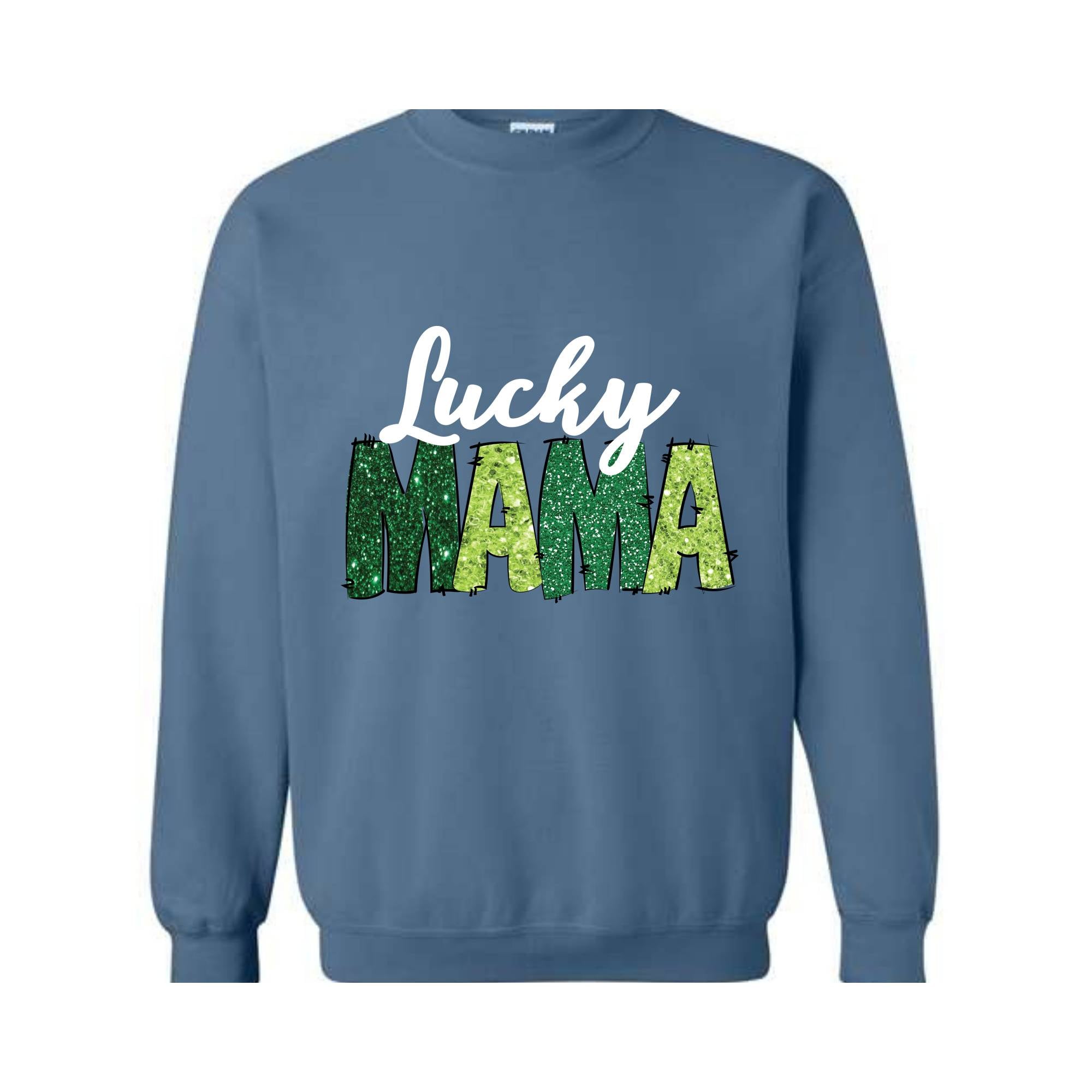 Custom Lucky Mama Sweatshirt, Custom Saint Patrick Sweatshirt, Mom Gift, Glitter St Patrick Hoodie, Personalized Clover Sweatshirt