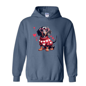 Valentine Dachshund Dog Sweatshirt, Valentine's Day Hoodie, Dog Mom Hoodie, Dachshund Valentines Hoodie, Dachshund Hoodie, Dachshund Mom