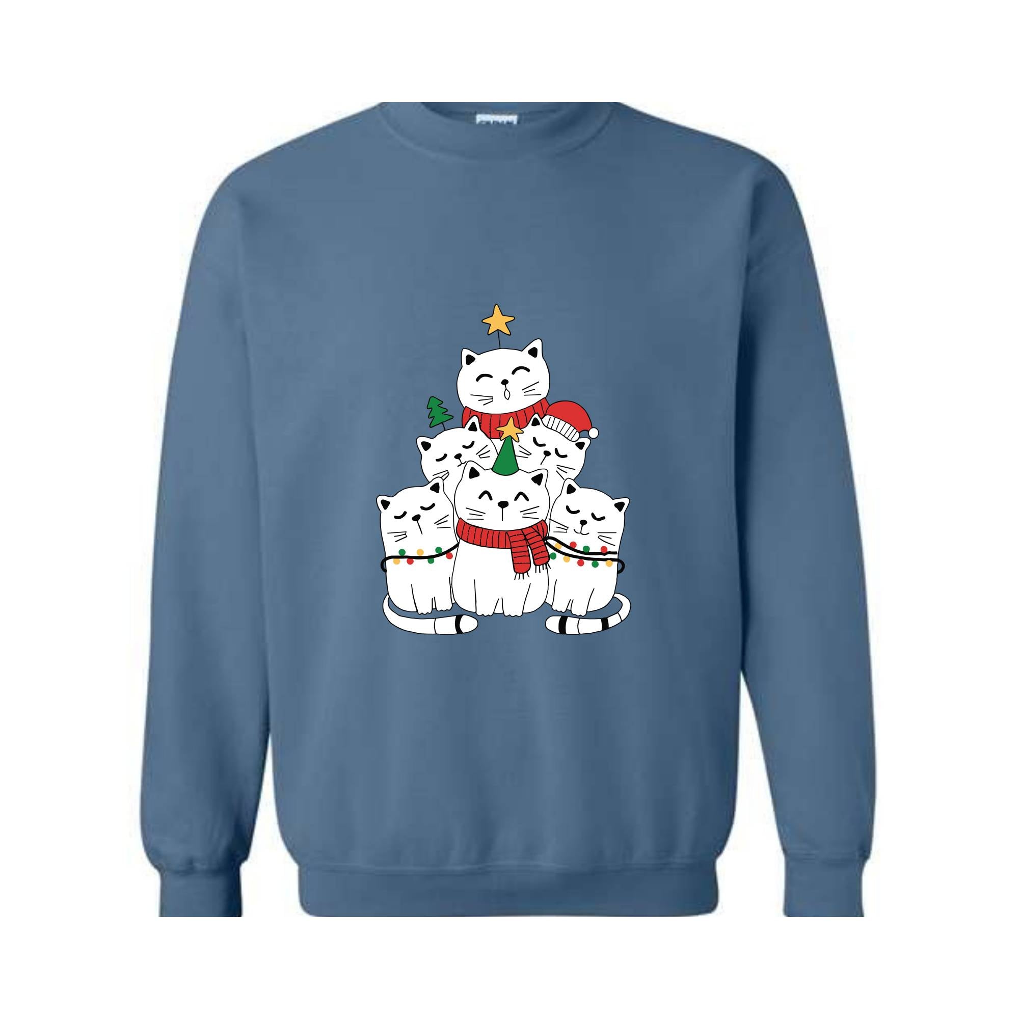 Christmas Cat Tree Sweatshirt, Christmas Cats Hoodie, Meowy Christmas Sweatshirt, Cat Lover Gifts, Holiday Sweater