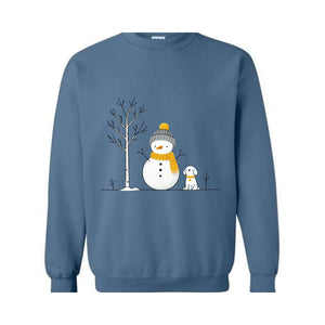 Christmas Snowman And Dog Sweatshirt, Christmas Tree Sweatshirt, Snowman Sweatshirt, Dog Lover Christmas Sweatshirt, Christmas Sweatshirt