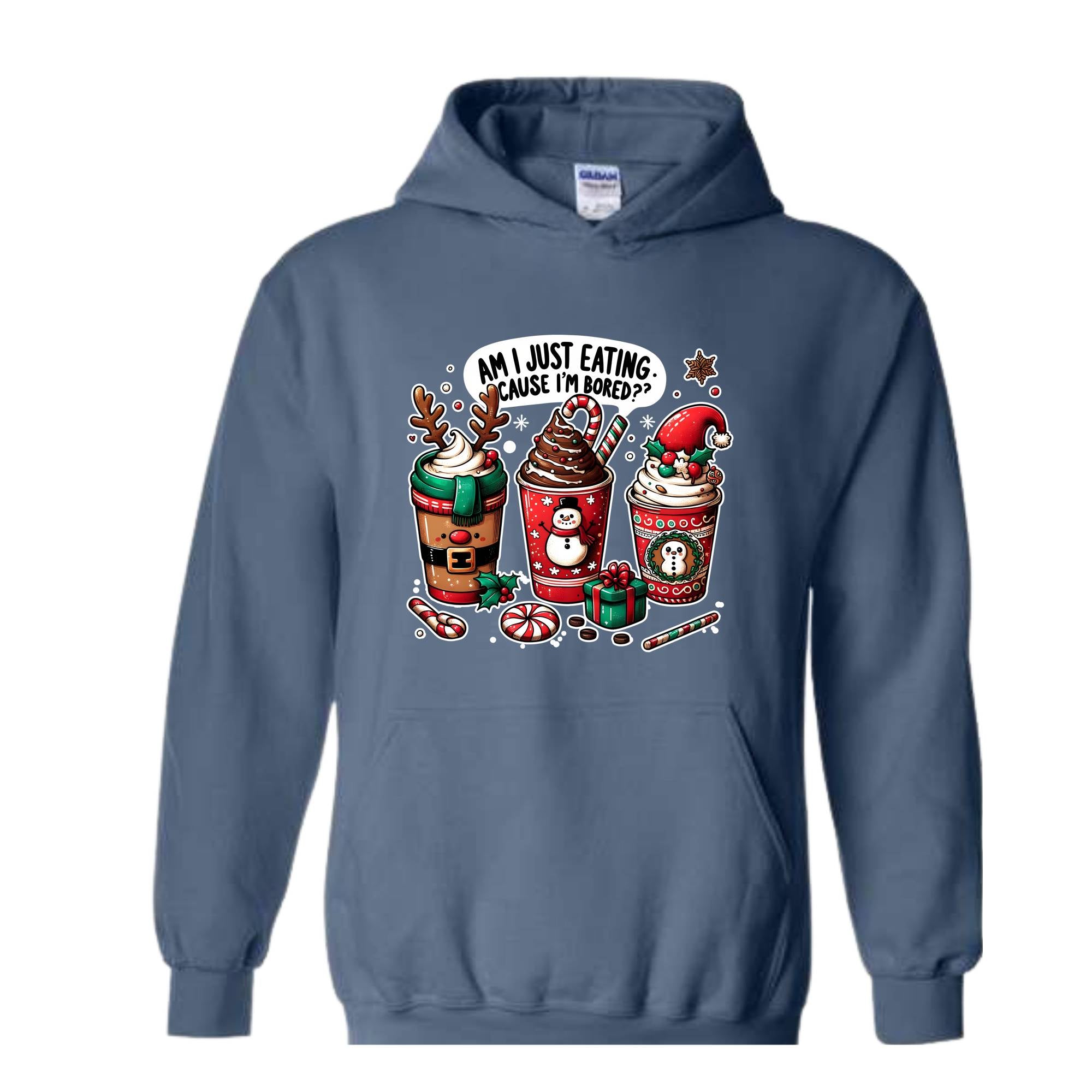 Am I Just Eating Cause I'M Bored Sweatshirt, Christmas Sweatshirt, Christmas Coffee Sweatshirt, Coffee Lover Sweatshirt