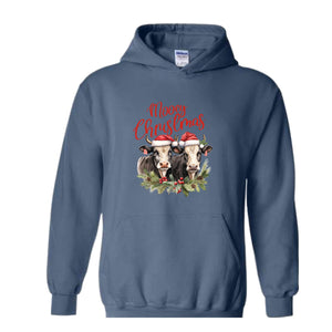 Mooey Christmas Hoodie, Christmas Hoodie, Christmas Gifts, Christmas Cow Hoodie, Christmas Animal Hoodie