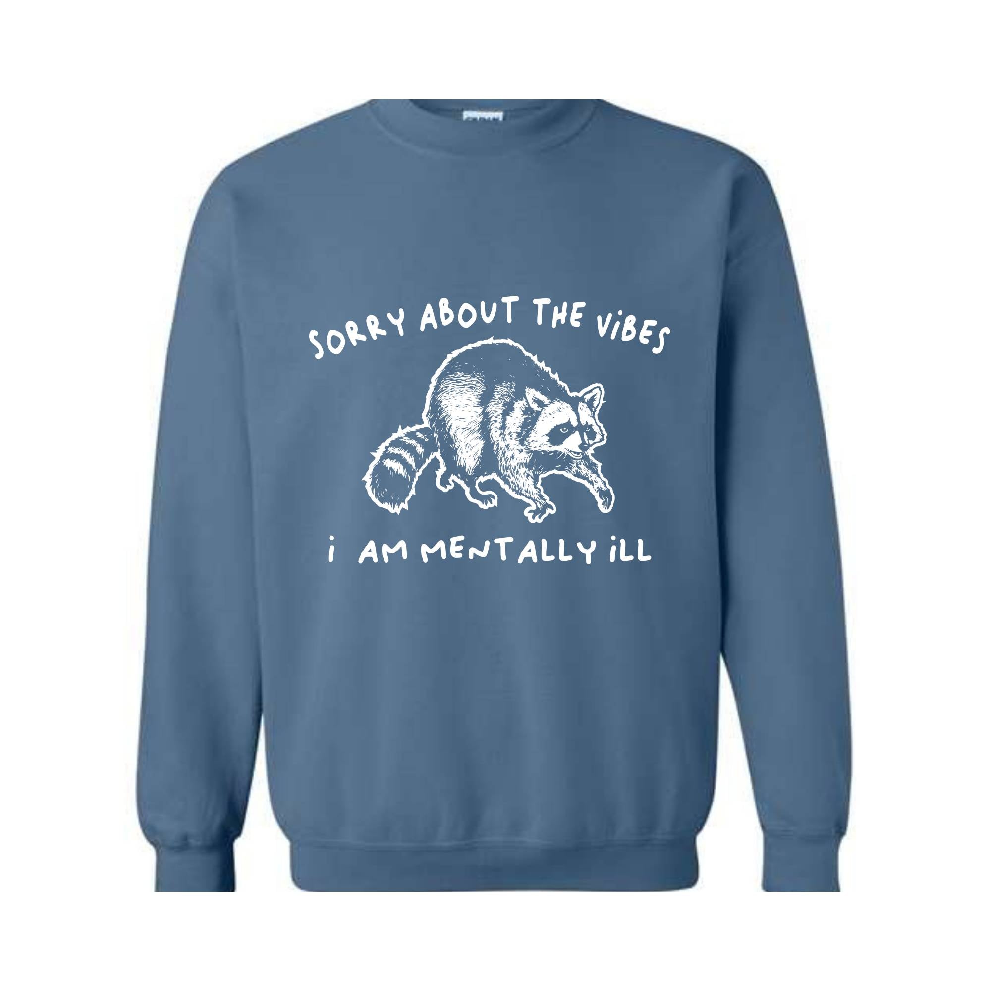 Sorry About The Vibes I Am Mentally Ill Sweatshirt, Raccoon Sweatshirt, Meme Sweatshirt, Sarcastic Sweatshirt, Funny Sweatshirt