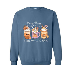 Hocus Pocus I Need Coffee To Focus Sweater, Cute Halloween Sweatshirt, Coffee Lover Shirt, Halloween Gift, Spooky Season Sweatshirt