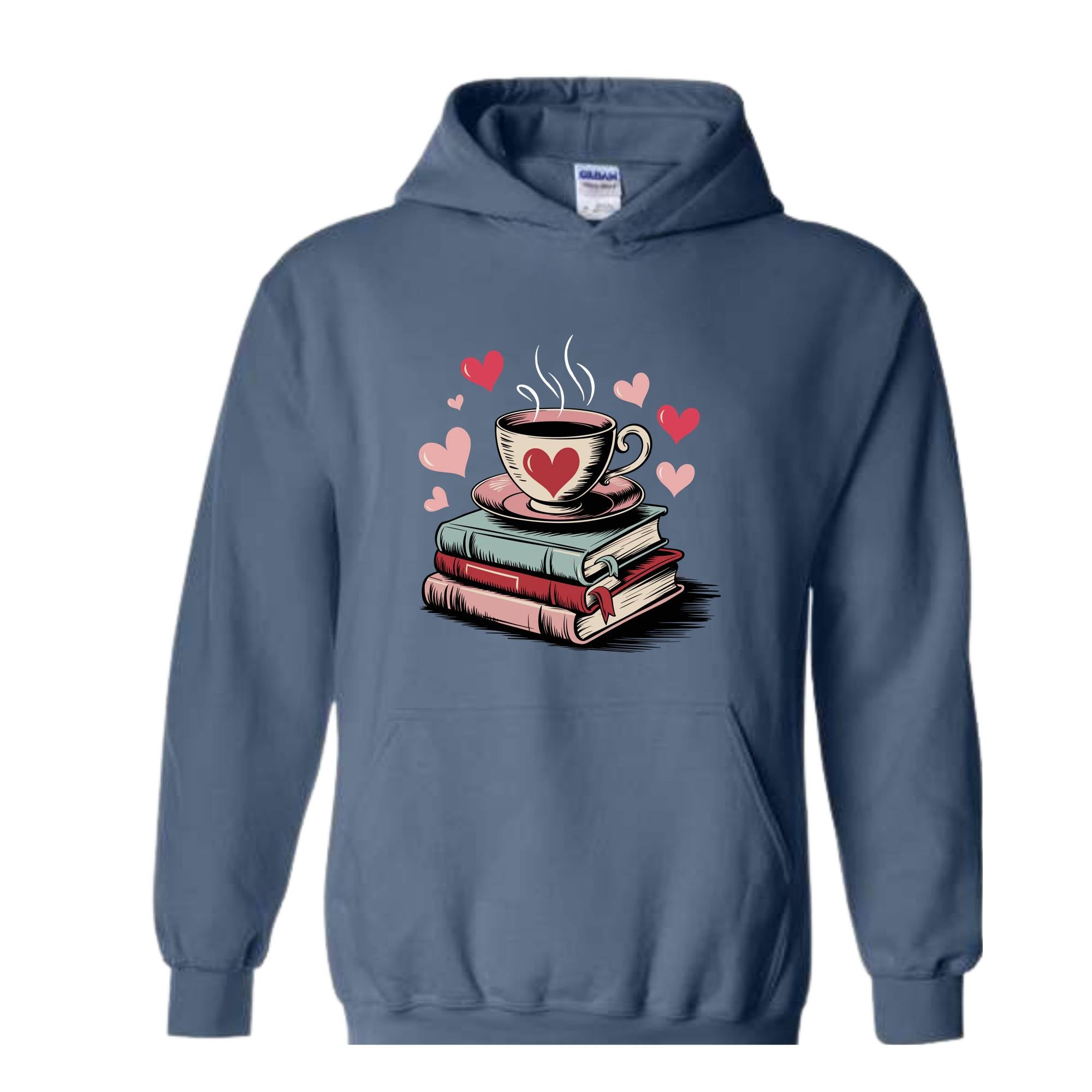 Book Lover Valentine Sweatshirt, Gift for Book Lovers, Valentine Bookish Hoodie, Bookworm Coffee Tee, Reading Hoodie, Reading Hoodie