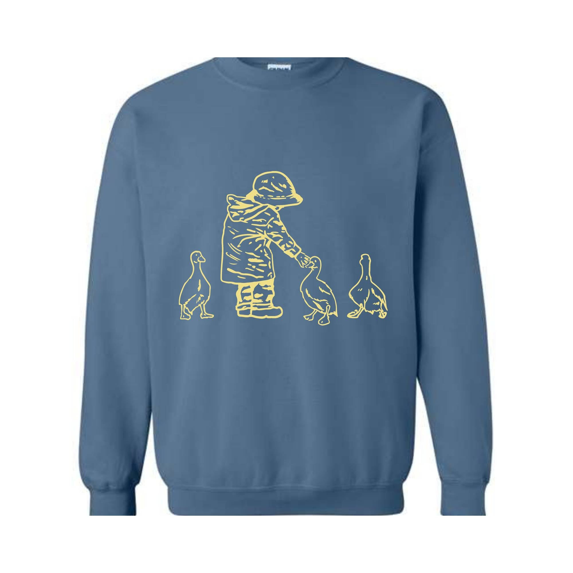 Cute Ducks Sweatshirt, Boy Playing With Duck Sweatshirt, Hunter Sweatshirt, Animal Lover Sweatshirt, Cottage core Sweatshirt