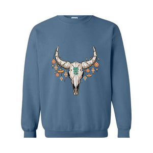 Western Christmas Sweatshirt, Bull Skull , Cowboy Christmas Sweater, Cowgirl Sweatshirt, Christmas Gifts