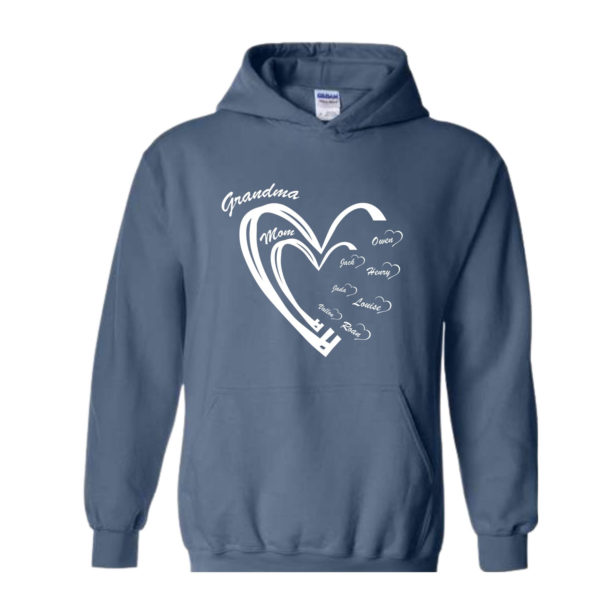 Custom Grandma Heart Sweatshirt, First Time Grandma Sweatshirt, kids Names Hoodie, Godmerch Sweatshirt, Mother's Day Hoodie