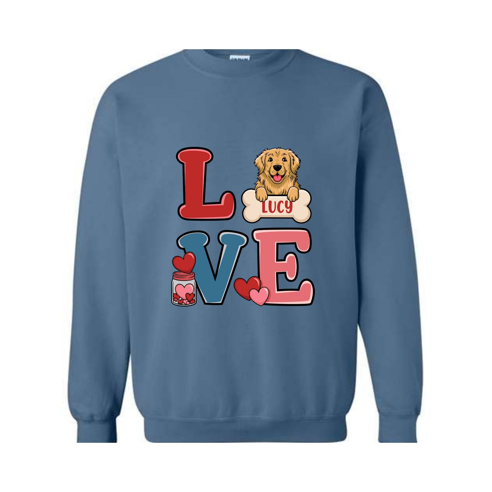 Personalized Dog Valentines Day Sweatshirt, Custom Dog , Cute Dog , Dog Lover , Girls Valentines Day Gift