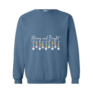 Merry and Bright Christmas Lights Sweatshirt, Xmas Sweatshirt, Christmas Pajamas, Christmas Outfit, Holiday Hoodie, Merry & Bright Gift