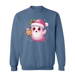 Christmas Cute Cookie Ghost Sweatshirt, Christmas Ghost Sweatshirt, Gingerbread Ghost Sweatshirt, Christmas Gingerbread Hoodie