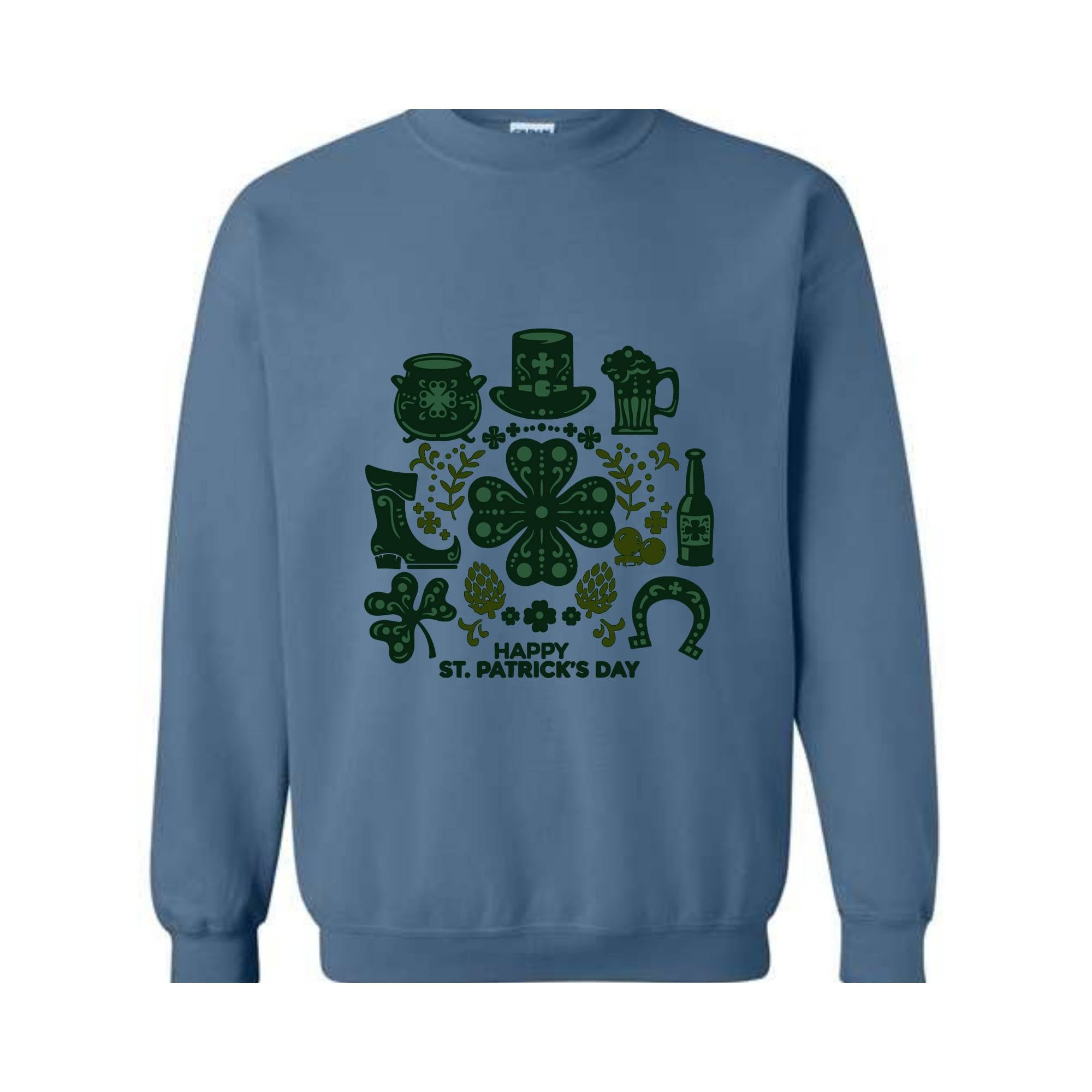 St Patricks Day Sweatshirt, Lucky Shamrock Sweater, Irish Green Sweater, Clover Pullover, Festive Sweatshirt