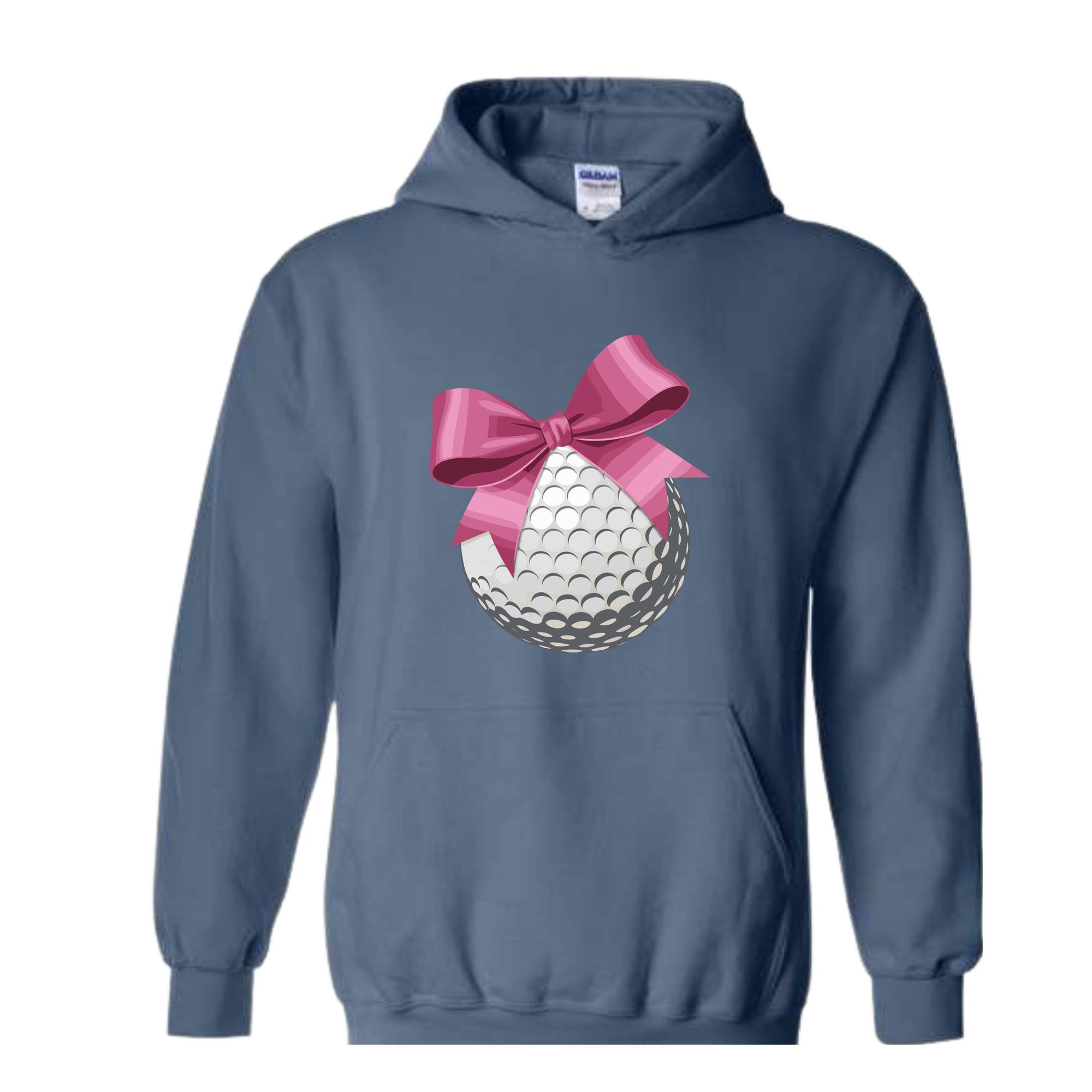 Golf Ball and Bow Sweatshirt, Golfer Mom Hoodie, Coquette Hoodie, Pink Girly Hoodie, Cute Mom Hoodie, Golf Hoodie, Dad Hoodie