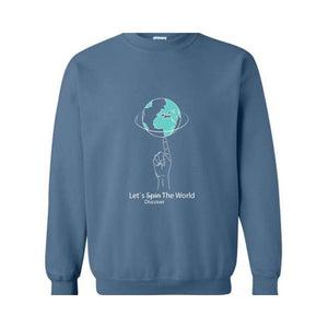 Let`s Discover the World Sweatshirt, Earth Sweatshirt, Funny Earth Sweatshirt, The World Sweatshirt, Earth Back Sweatshirt, Hand with Earth