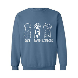 Rock Paper Scissors Sweatshirt, Funny Cat Paw sweatshirt, Gifts for Cat Lovers, Cat Owners sweatshirt, Cat Paws Sweatshirt