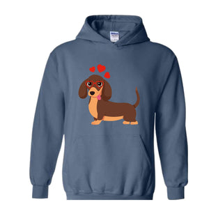 Valentine Dog Sweatshirt, Dog Lover Shirt,Valentines Day Dog Mom Shirt, Love Themed Weiner Dog Hoodie, Valentine Dog Sweatshirt