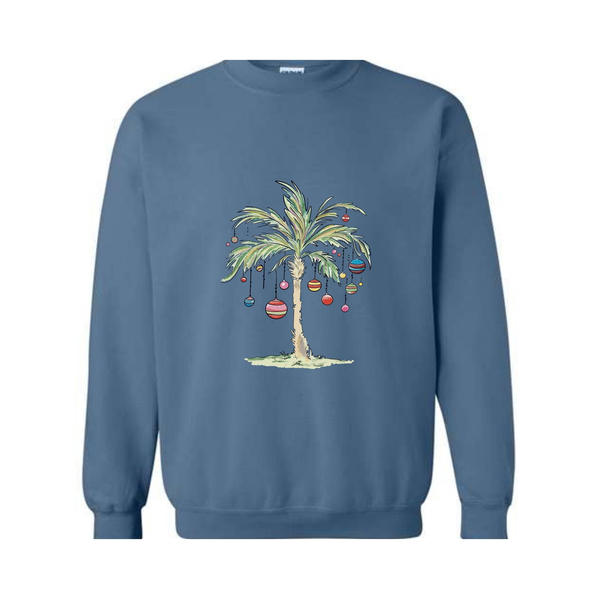 Christmas Palm Tree Sweatshirt, Tropical Christmas Sweatshirt, Aloha Christmas Sweater, Holiday Beach Sweatshirt