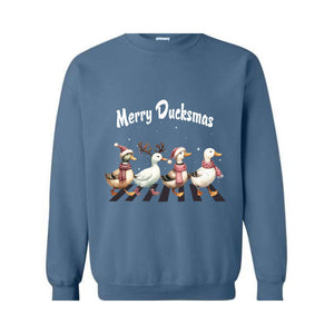 Merry Ducksmas Sweatshirt, Funny Animals Christmas Sweatshirt, Christmas Gift For Duck Lovers, Merry Ducksmas Sweatshirt For Women