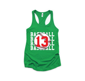 Personalized Baseball Tank, Baseball Racerback Tank Top, Custom Baseball Number Tank Top, Baseball Mom Racerback, Custom Baseball Mom Shirt