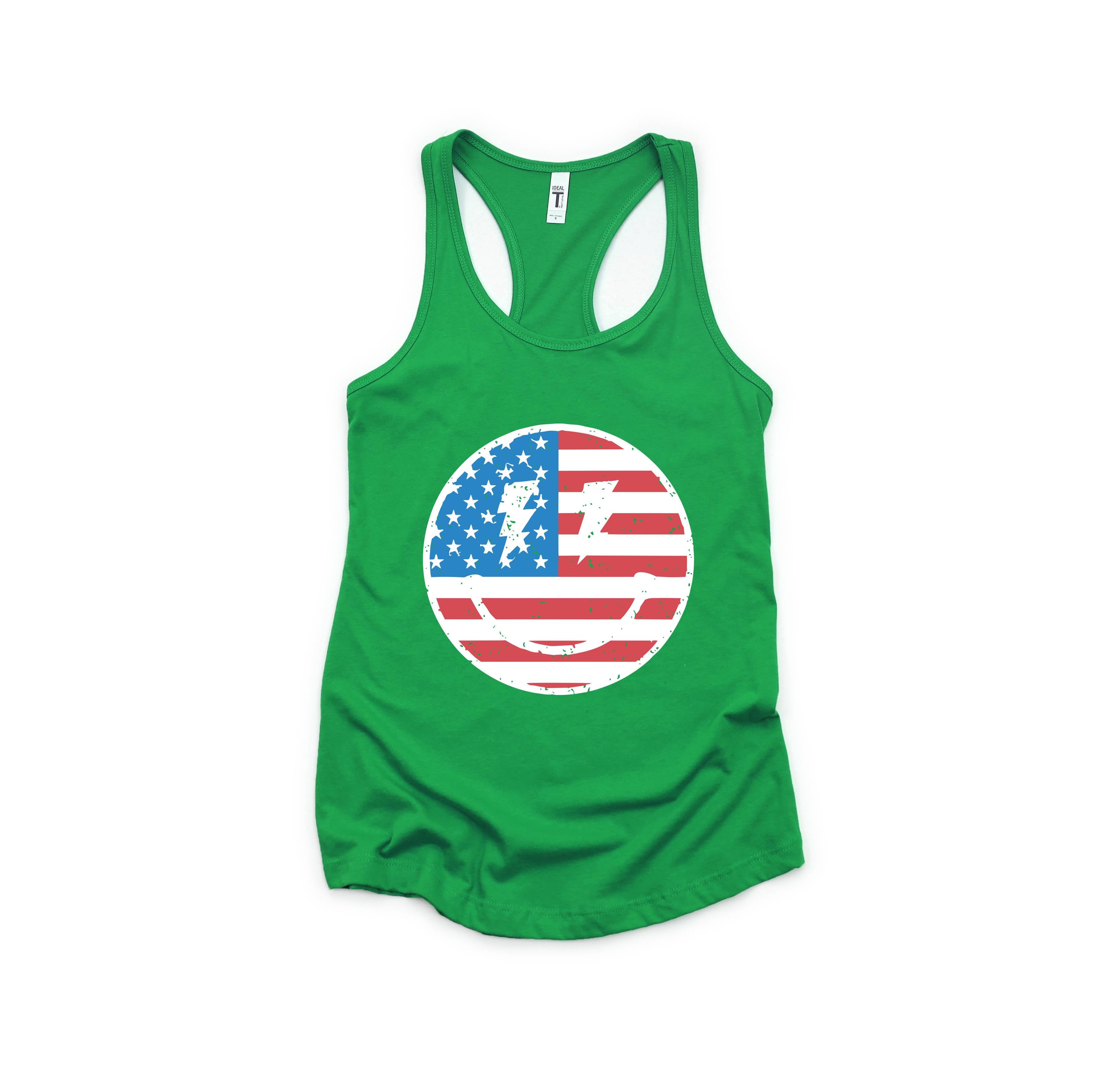 USA Smiley Face Tank Top, Usa Shirt, July 4th Tank, Women's 4th Of July Tank Top, Patriotic Tank Top, America Gifts