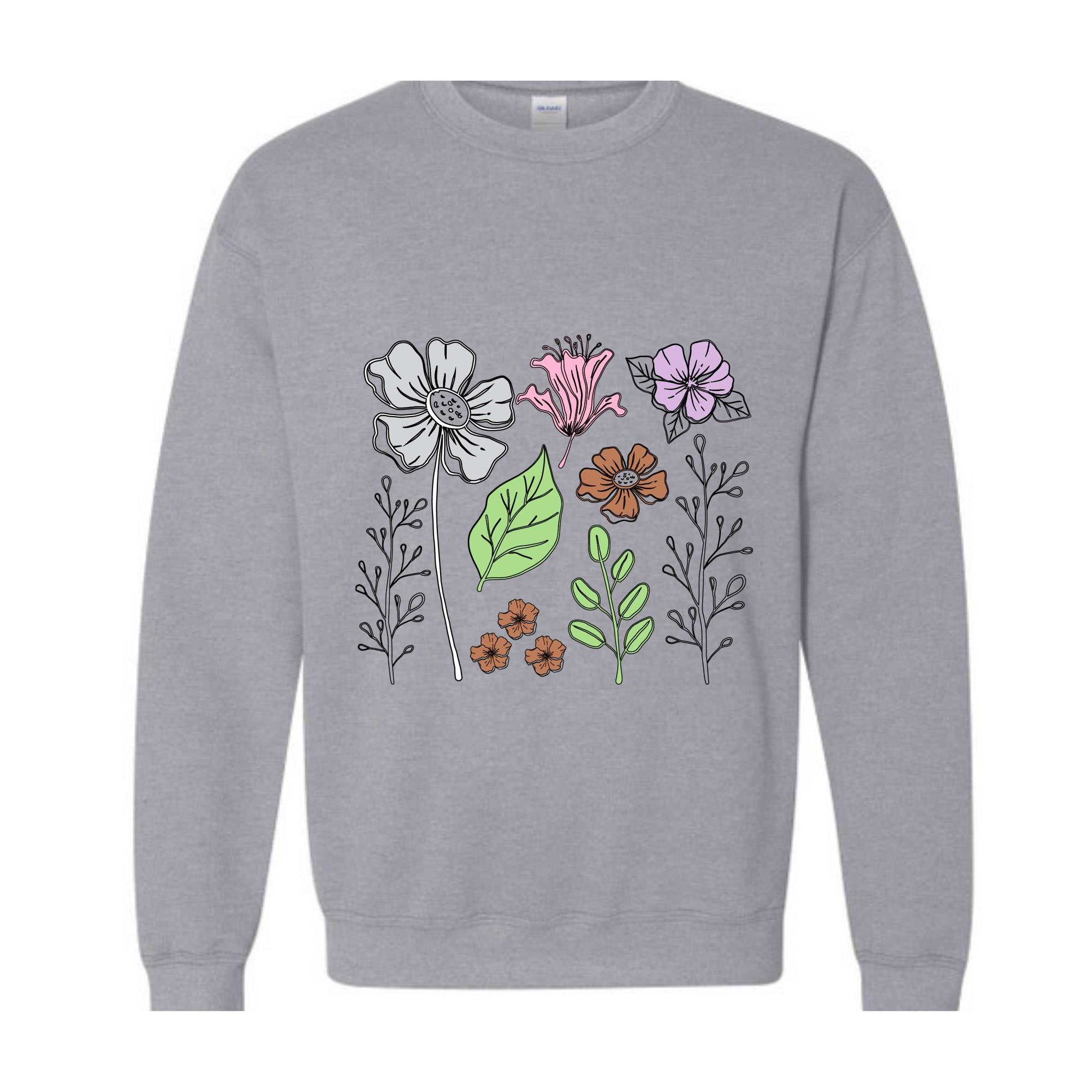 Boho Flower Sweatshirt Flowers Lovers Sweater Women Floral Minimalist Sweater Flower Print Sweatshirt Woman Gift Flower Sweatshirt