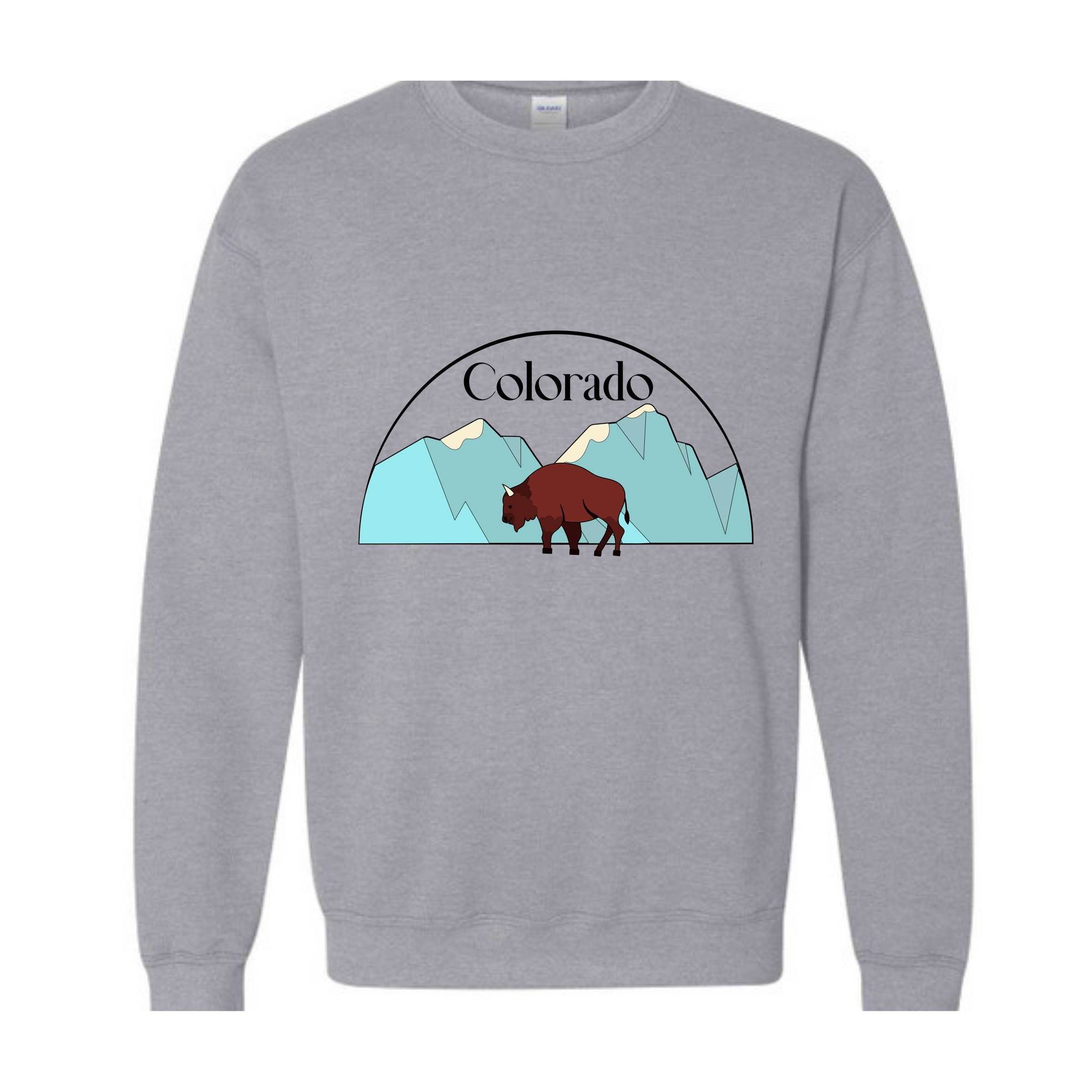 Colorado State Sweatshirt, Trendy State Sweatshirt, Colorado Mountain Sweatshirt, Mountain Sweatshirt, Buffalo Sweatshirt, Holiday Hoodie