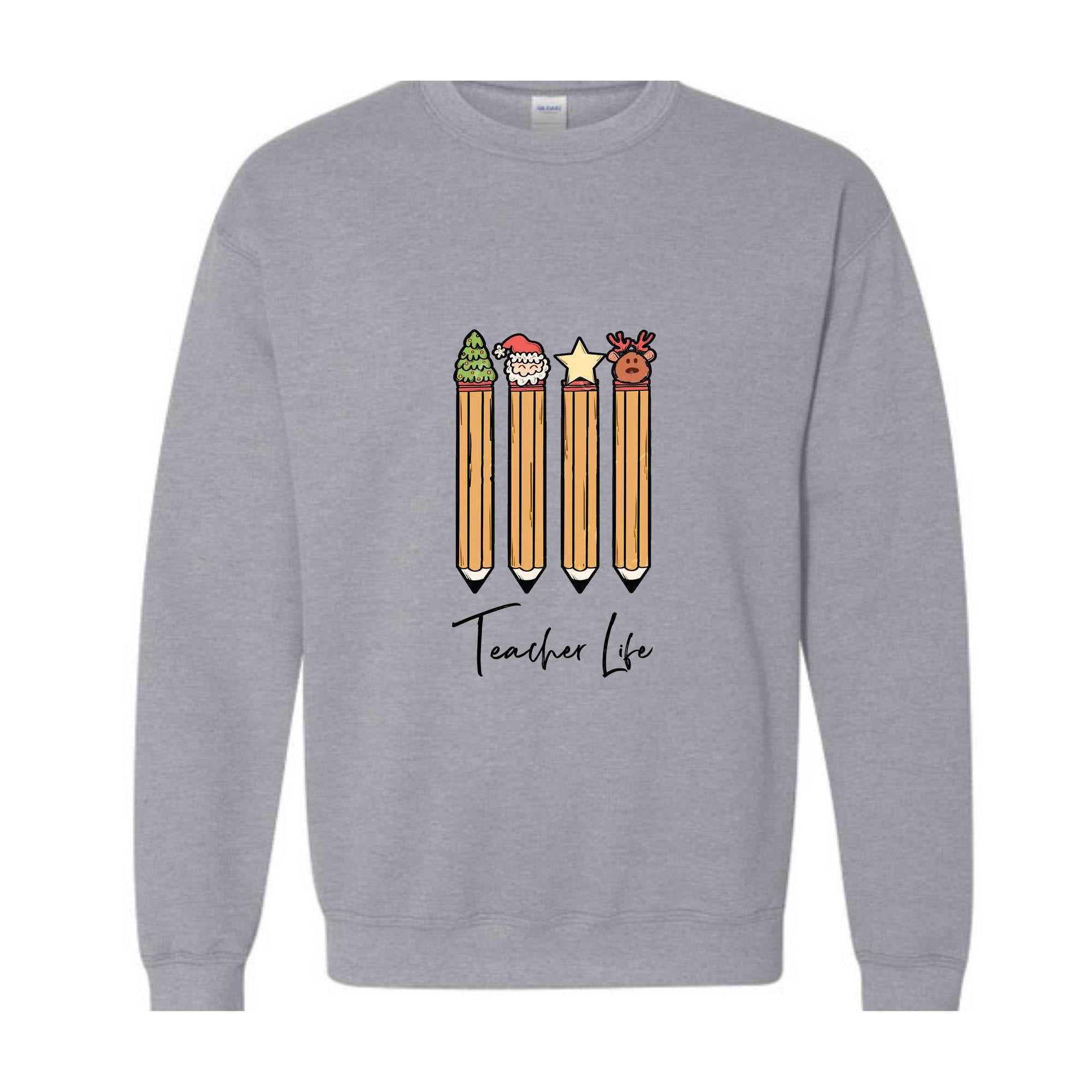 Cute Teacher Christmas Sweatshirt, Christmas Pencils Design, Teacher Life Sweatshirt, Teacher Christmas Gift, School Christmas Season