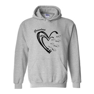 Custom Grandma Heart Sweatshirt, First Time Grandma Sweatshirt, kids Names Hoodie, Godmerch Sweatshirt, Mother's Day Hoodie