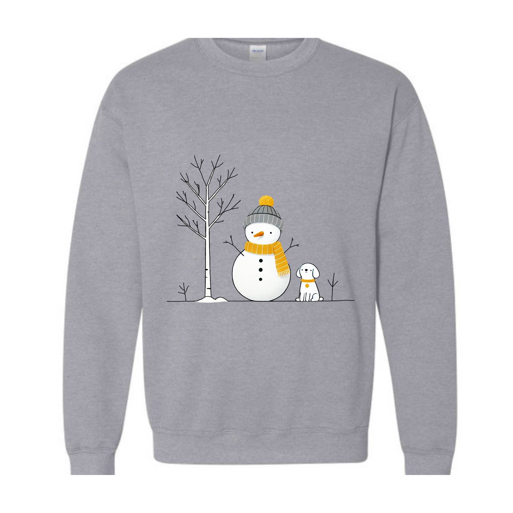 Christmas Snowman And Dog Sweatshirt, Christmas Tree Sweatshirt, Snowman Sweatshirt, Dog Lover Christmas Sweatshirt, Christmas Sweatshirt