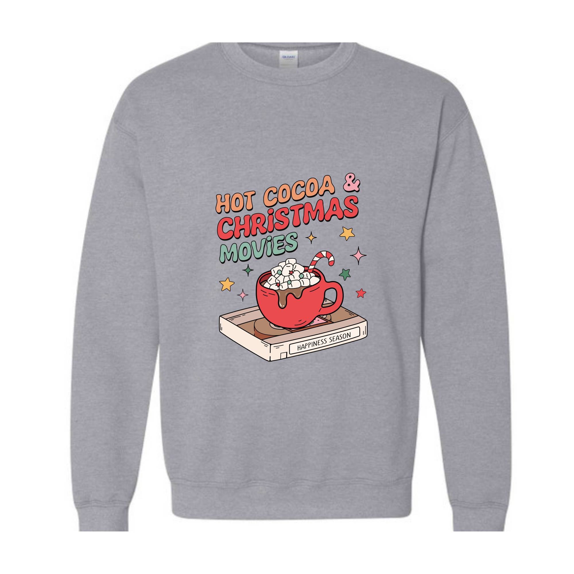 Hot Cocoa & Christmas Movies Sweatshirt, Christmas Sweatshirt, Retro Christmas Sweatshirt, Christmas Couple Sweatshirt