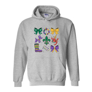 Coquette Mardi Gras Sweatshirt, Bow Mardi Gras Sweatshirt, Mardi Gras Hoodie, Ribbon Mardi Hoodie, Mardi Hoodie