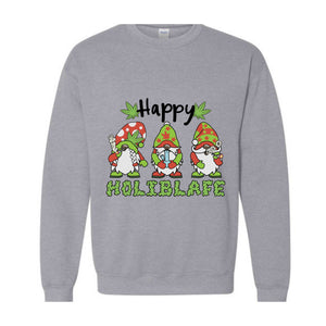 Happy Holiblafe Sweatshirt, Christmas Sweatshirt, Christmas Weed Sweater, Merry Weedmas Sweatshirt, Funny Christmas Sweater