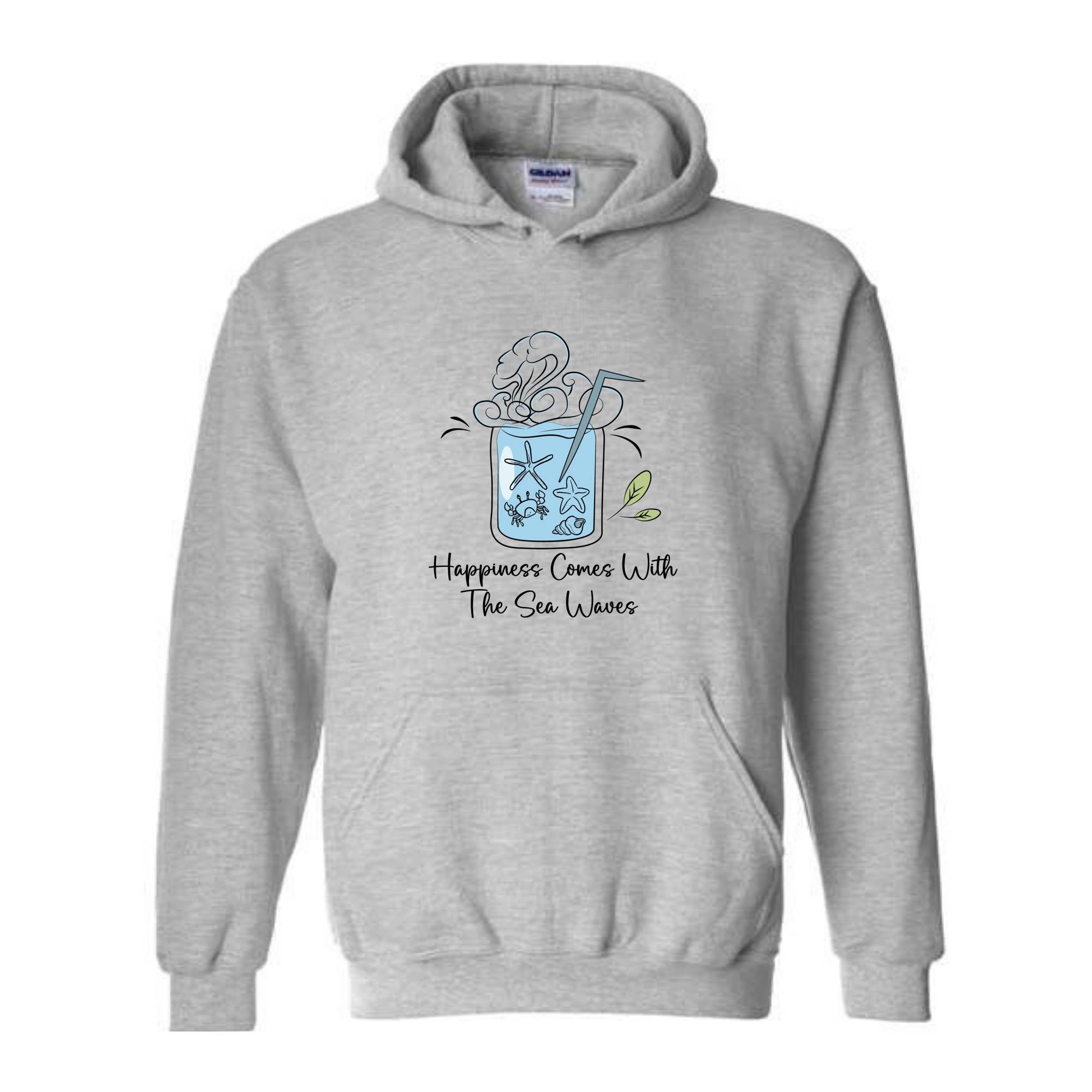 Happiness Comes With the Sea Waves Sweater, Happy Day Sweater, Summer Day Sweater, Waves Sea Sweatshirt, Juice Sea With Straw