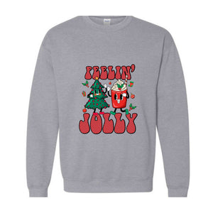 Feelin' Jolly Sweatshirt, Cute Christmas Sweater, Christmas Party Outfit, Christmas Crewneck Sweatshirt, Holiday Sweater, Christmas Gift