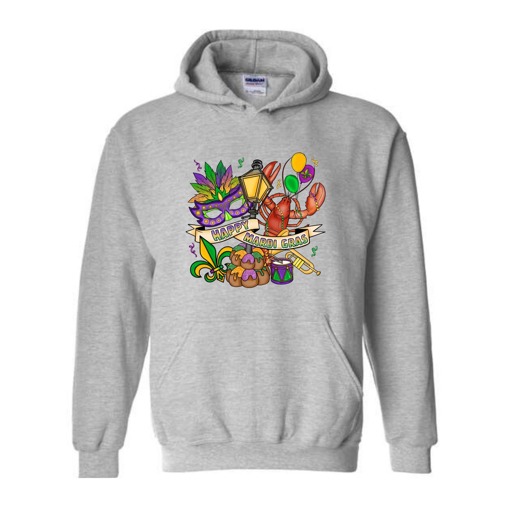 Mardi Gras Theme Sweatshirt, Festival Ready Hoodie, Colorful Carnival Sweater, Party Wear, Mardi Gift