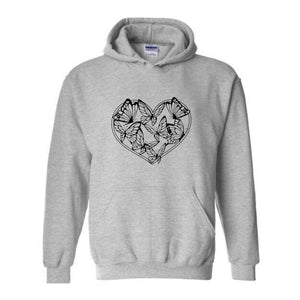 Boho Butterflies Heart Sweatshirt, Butterflies Sweatshirt, Heart Sweatshirt, Butterfly Lover Gift, Butterfly Hoodie, Boho Sweatshirt