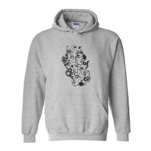 Line Art Sweatshirt, Boho Artline Hoodie, Retro Sweatshirt, Inspirational Sweater, Floral Sweatshirt, Snakes Sweatshirt, Scorpion Sweatshirt