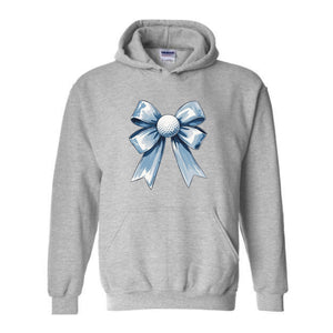 Golf Bow Sweatshirt, Cute Sport Hoodie, Coquette Bow Hoodie, Cute Mom Hoodie, Golf Lover Hoodie, Blue Bow Hoodie, Golf Lover Gift