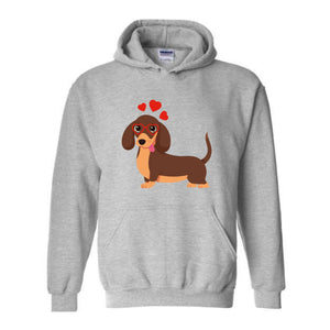 Valentine Dog Sweatshirt, Dog Lover Shirt,Valentines Day Dog Mom Shirt, Love Themed Weiner Dog Hoodie, Valentine Dog Sweatshirt