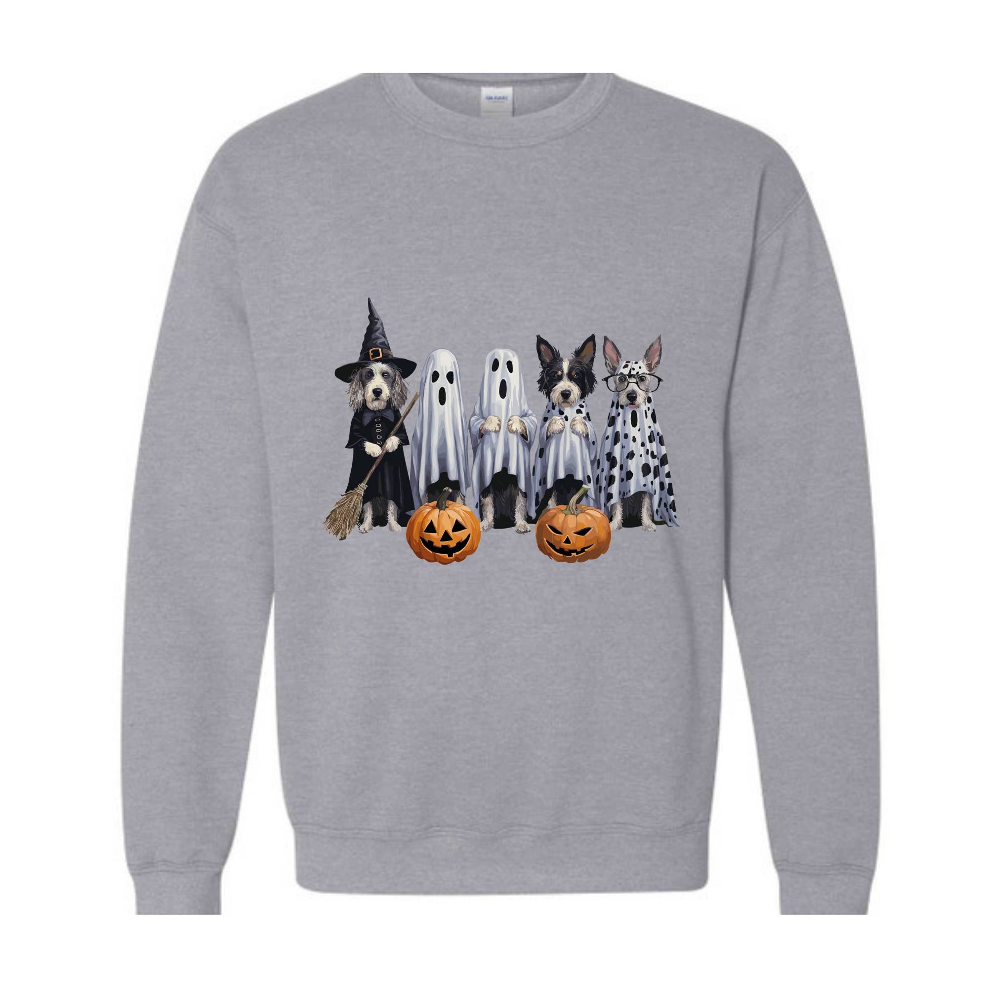 Halloween Sweatshirt,Halloween Sweater,Ghost Sweatshirt,Halloween Dog Sweatshirt,Ghost Dog Happy Halloween,Retro Spooky Season