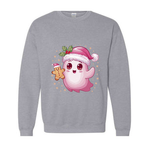 Christmas Cute Cookie Ghost Sweatshirt, Christmas Ghost Shirt, Gingerbread Ghost Sweatshirt