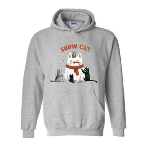 Snow Cat Sweatshirt, Meowy Christmas Sweater, Happy Cat Year Shirt, Cat Christmas Sweatshirt