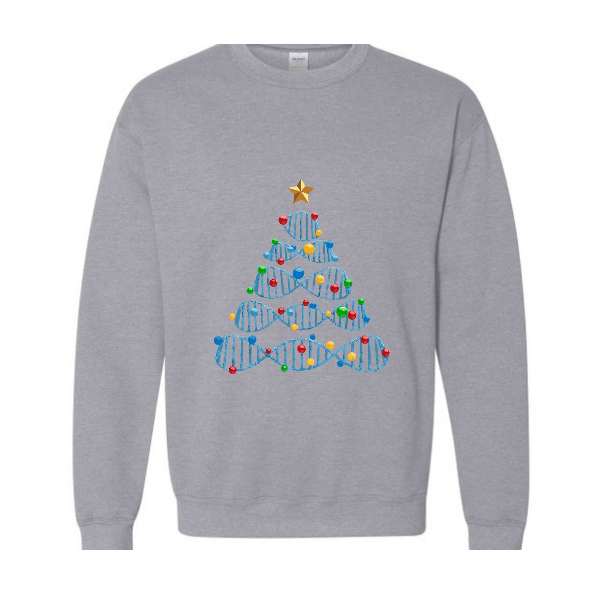 DNA Christmas Tree Sweatshirt, Science Puns Chemistry Gift