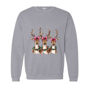 Reindeer Christmas Sweatshirt, Womens Christmas Sweater, Retro Christmas Shirt, Holiday Sweaters, Christmas Gifts, New Year Shirt