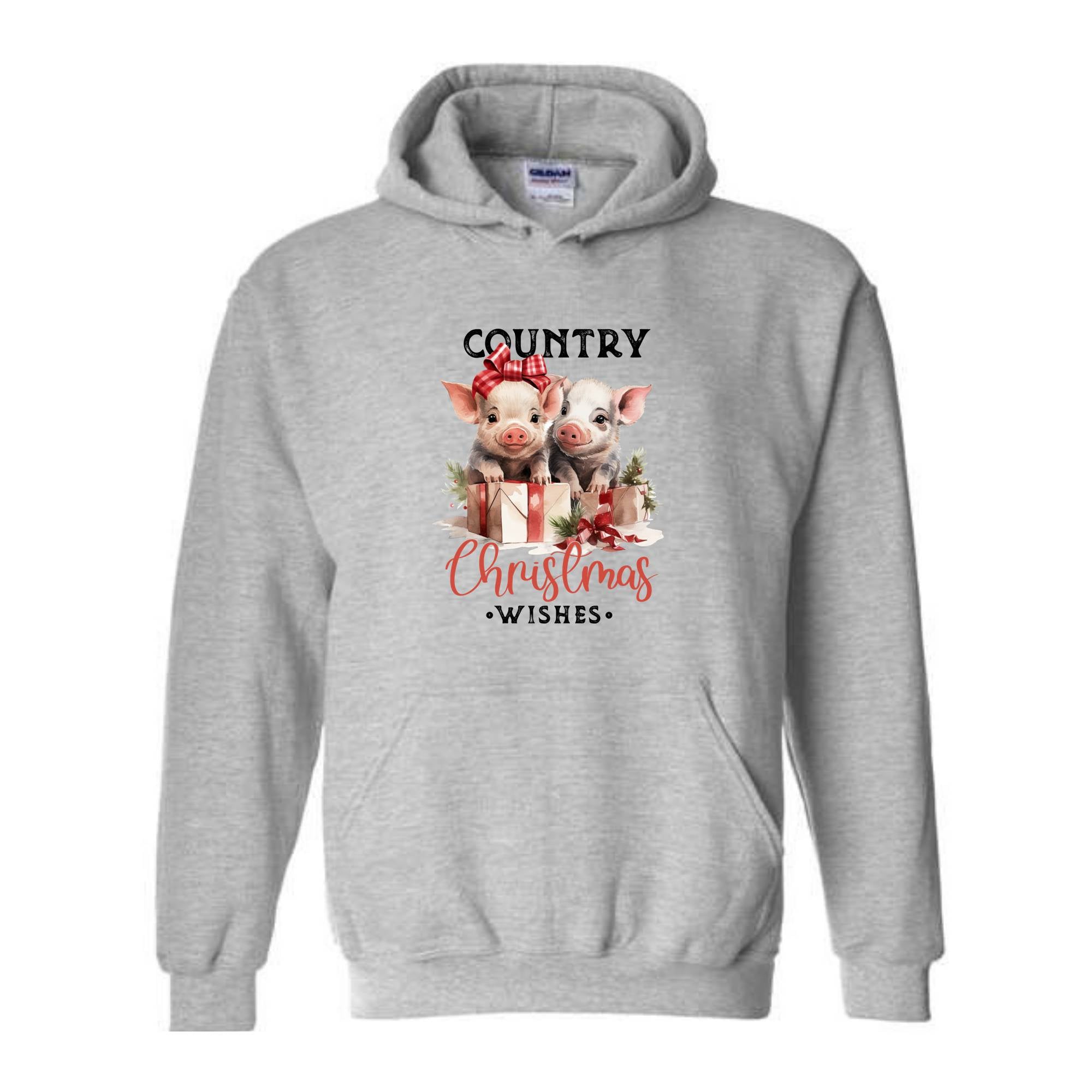 Country Christmas Wishes Sweatshirt, Christmas Sweatshirt, Christmas Gifts, Christmas Pig Sweater, Pig Sweatshirt