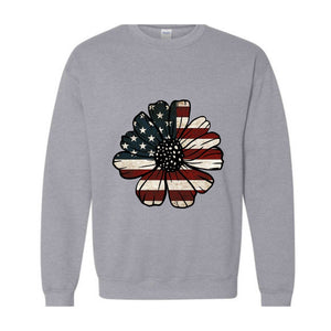 USA Flag Flower Sweatshirt, Independence Day Sweatshirt, 4th Of July Flag Graphic Hoodie, Freedom Sweatshirt, America Sweatshirt