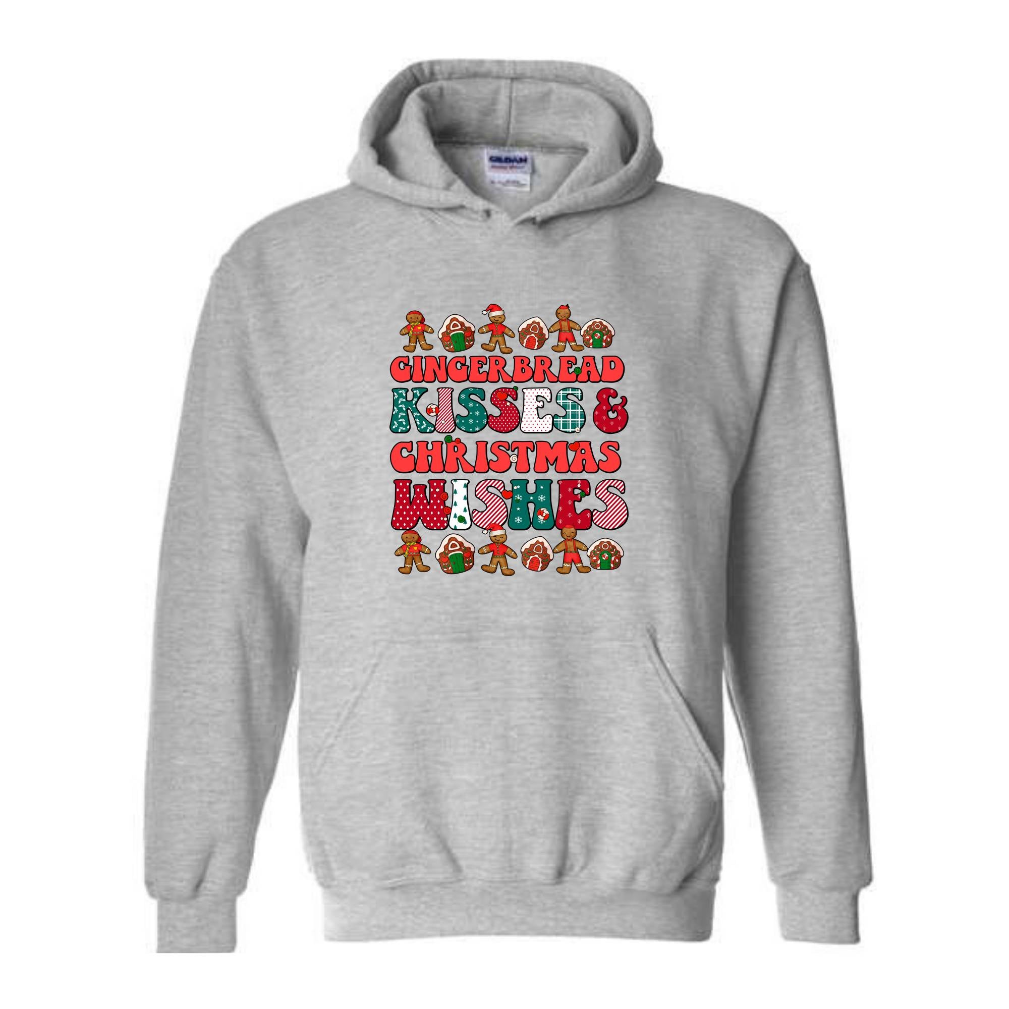 Gingerbread Kisses & Christmas Wishes Hoodie, Christmas Crewneck, Gingerbread Hoodie, Cute Christmas Hoodie, Christmas Gift